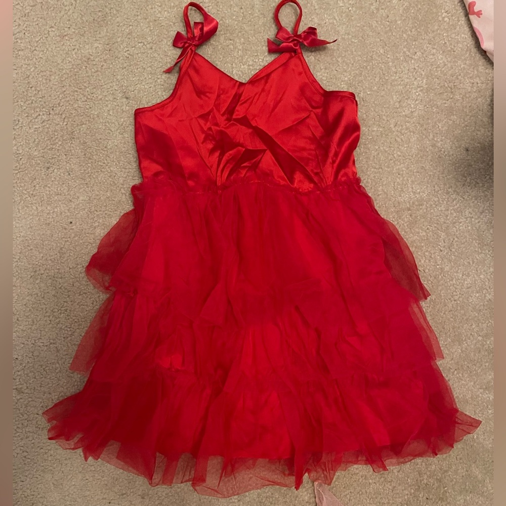 Girls Red Ruffle Dress Size 8
